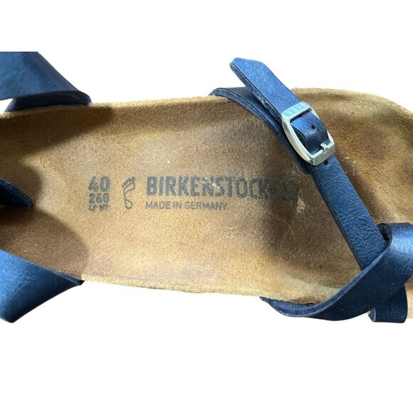 Birkenstock Yara Sandals Metallic Blue Ankle Strap Toe Loop Size EU 40 / US 9 - Picture 4 of 9